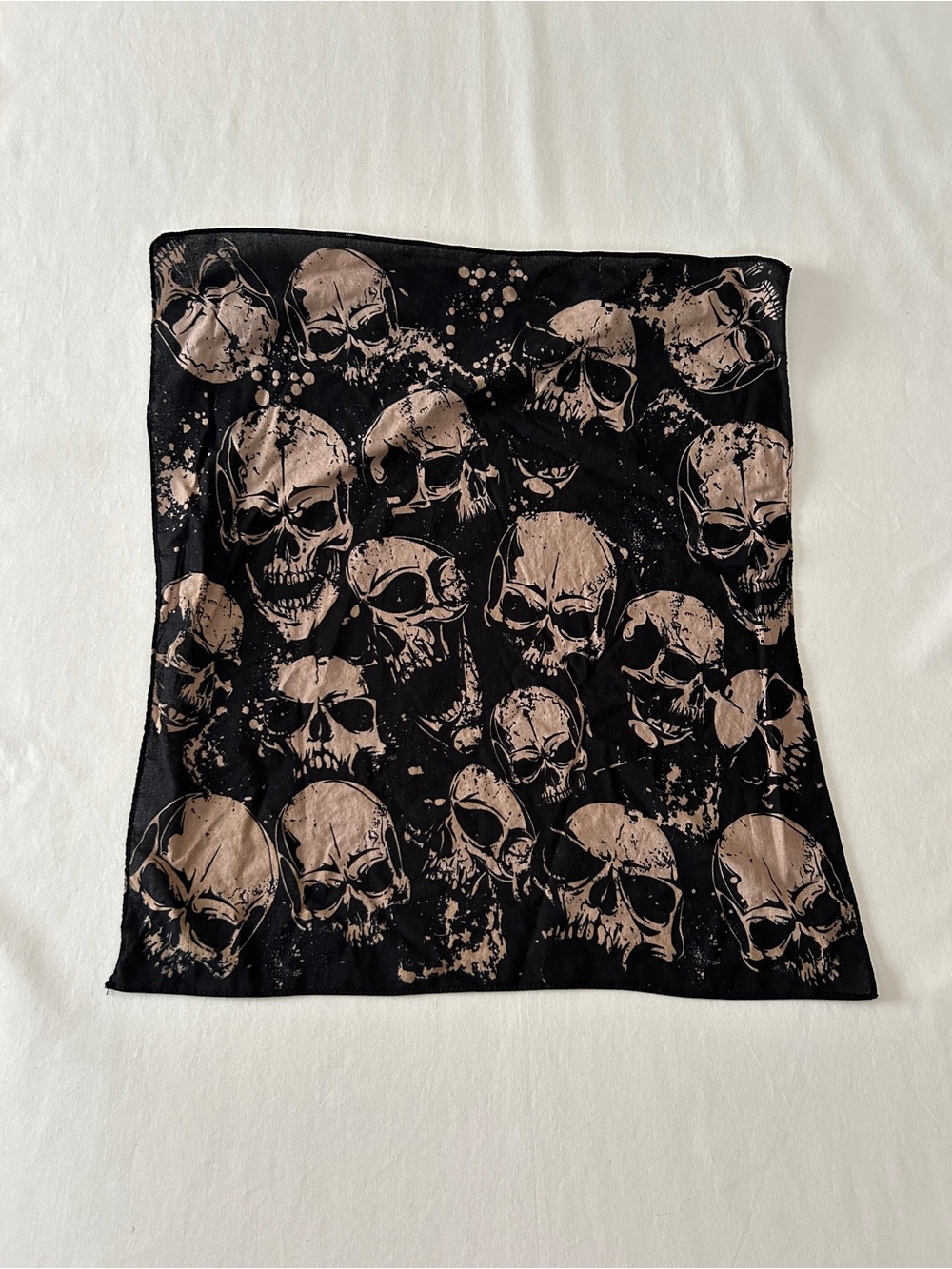 Black & Beige Skull Print Bandana